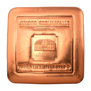 Lingote de cobre Geiger original 1000 g  - fundido  .9999