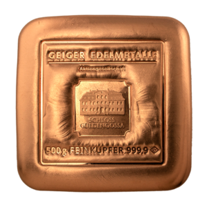 Lingote de cobre Geiger original 500 g  - fundido .9999