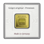 Lingote de oro Geiger original - 2,5 g .9999 cuadrado en cápsula