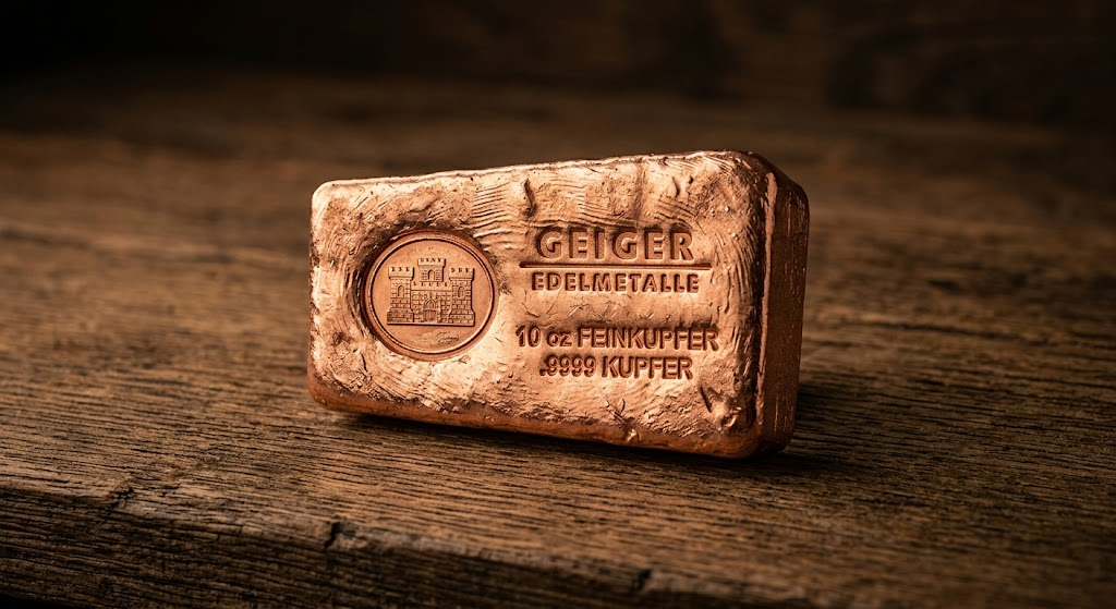 Lingote de Cobre Geiger 10oz Fundido .9999